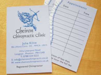 cheiron chiropractic business cards
