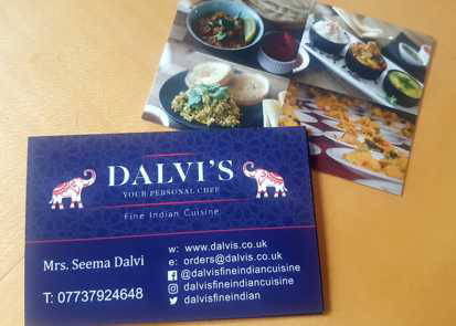 dalvis fine indain quizine business cards