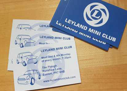 leyland mini club business cards